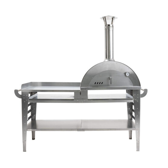 GrillSymbol Wood Fired Pizza Oven with Stand and Side Table Pizzo-XL-Set-inox GrillSymbol Wood Fired Pizza Oven with Stand and Side Table Pizzo-XL-Set-inox